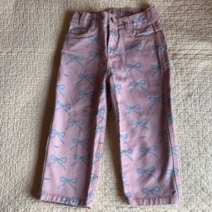 Pink Bow Print Girls Pants